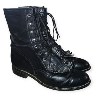 Vintage Justin Diamond J Women’s Lace-Up Boots – Size 8D (Wide) – Made in Mexico